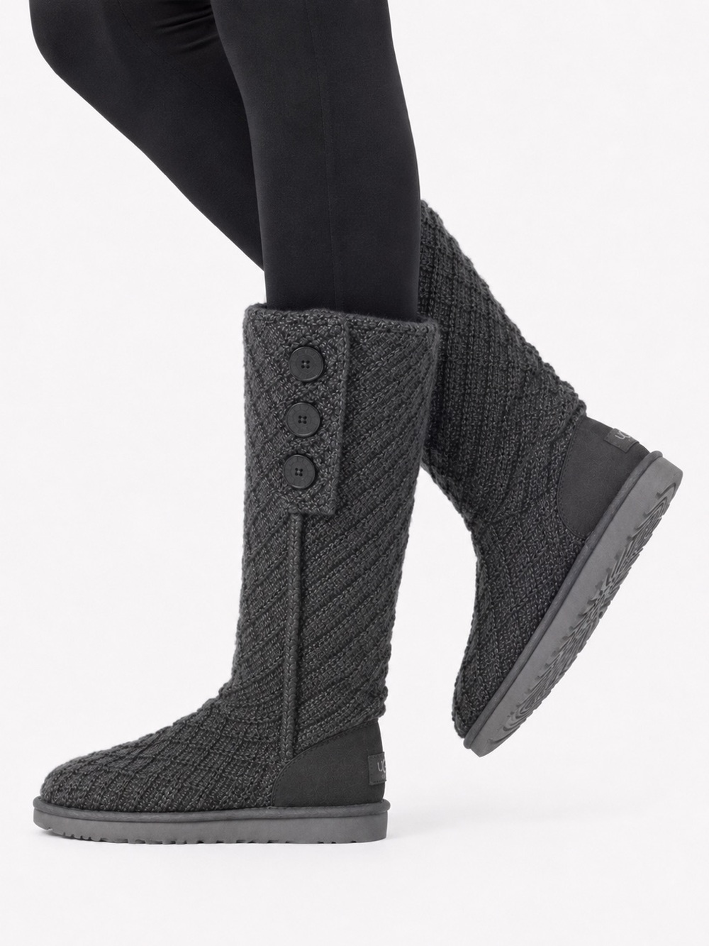 UGG gray knit lattice Cardy tall boots women’s 8